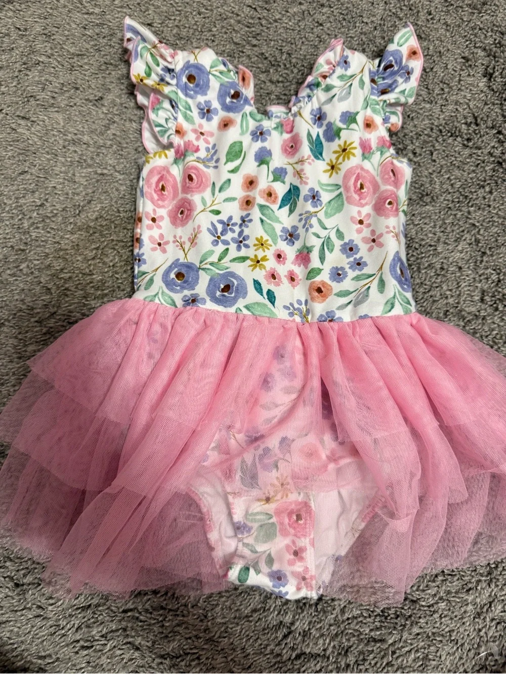 Caden Lane Floral leotard with Pink Tulle Skirt